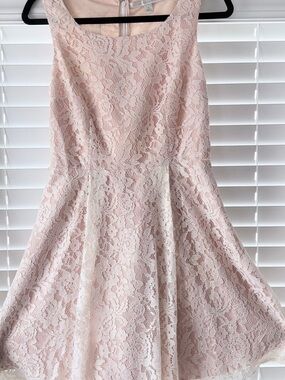LC Lauren Conrad Blush Lace Fit-and-Flare Dress